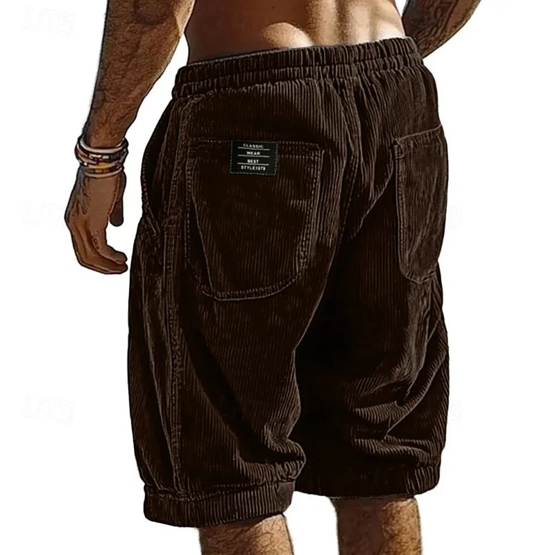 Tim | Vintage Striped Corduroy Shorts Coffee