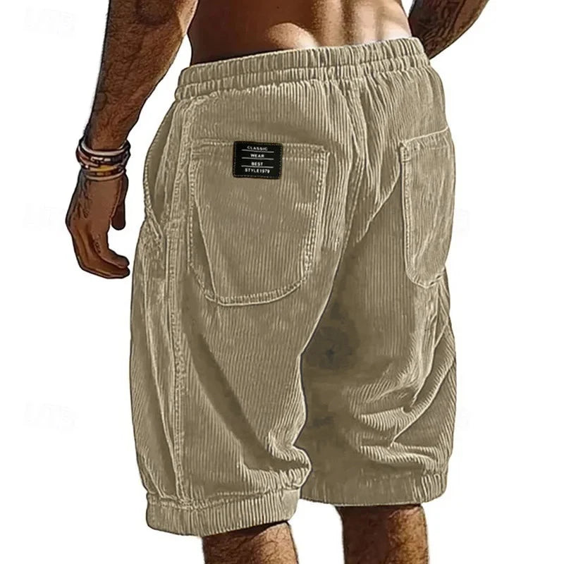 Tim | Vintage Striped Corduroy Shorts Khaki