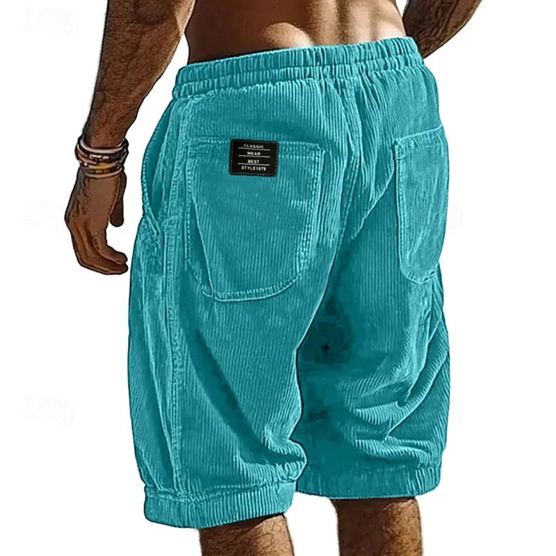 Tim | Vintage Striped Corduroy Shorts Lake Blue