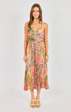 Amore | Sunset Ridge Pleated Midi Dress – Chic Artisan Grace & Refined Slimming Silhouette Multicolour