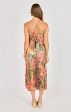 Amore | Sunset Ridge Pleated Midi Dress – Chic Artisan Grace & Refined Slimming Silhouette