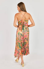 Amore | Sunset Ridge Pleated Midi Dress – Chic Artisan Grace & Refined Slimming Silhouette