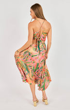 Amore | Sunset Ridge Pleated Midi Dress – Chic Artisan Grace & Refined Slimming Silhouette
