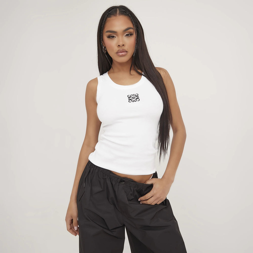 Tank Top Silky Cotton Minimalist Design Summer White