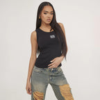 Tank Top Silky Cotton Minimalist Design Summer Black