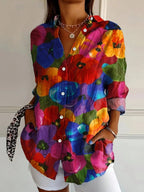 Mechi | Women’s Colorful Blouse – Playful Vibrant Print & Architectural Modern Silhouette Mix 2