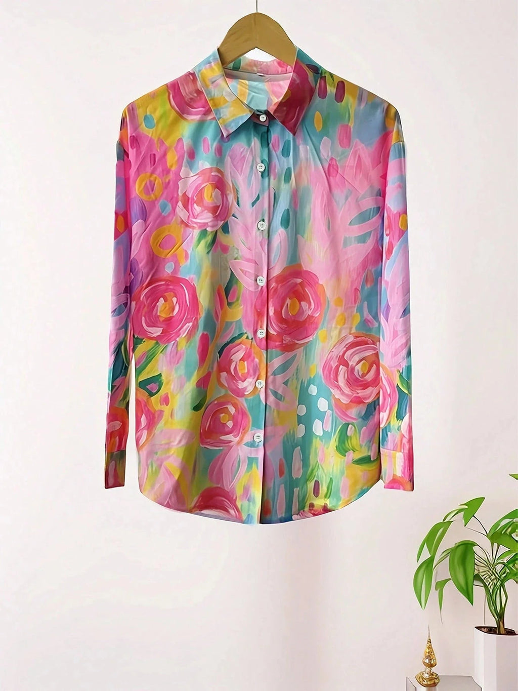 Mechi | Women’s Colorful Blouse – Playful Vibrant Print & Architectural Modern Silhouette