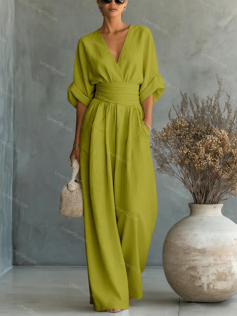 Martina | Elegant and Comfortable Women's Jumpsuit with V-Neck Green