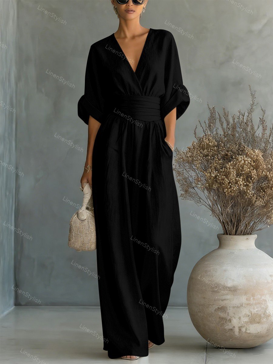 Martina | Elegant and Comfortable Women's Jumpsuit with V-Neck Black
