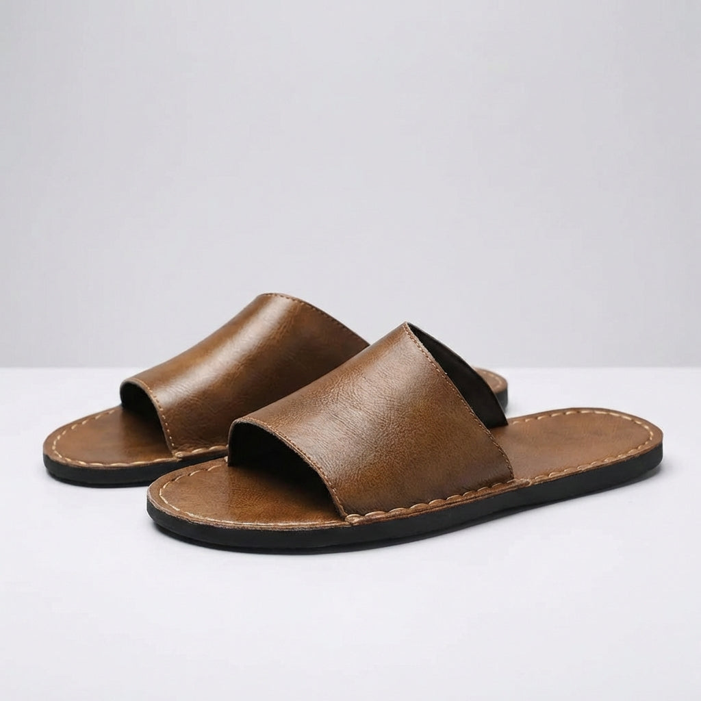 Aura | Women’s Slip-On Slide Sandals – Signature Stitching Detail & Textured Architectural Grip