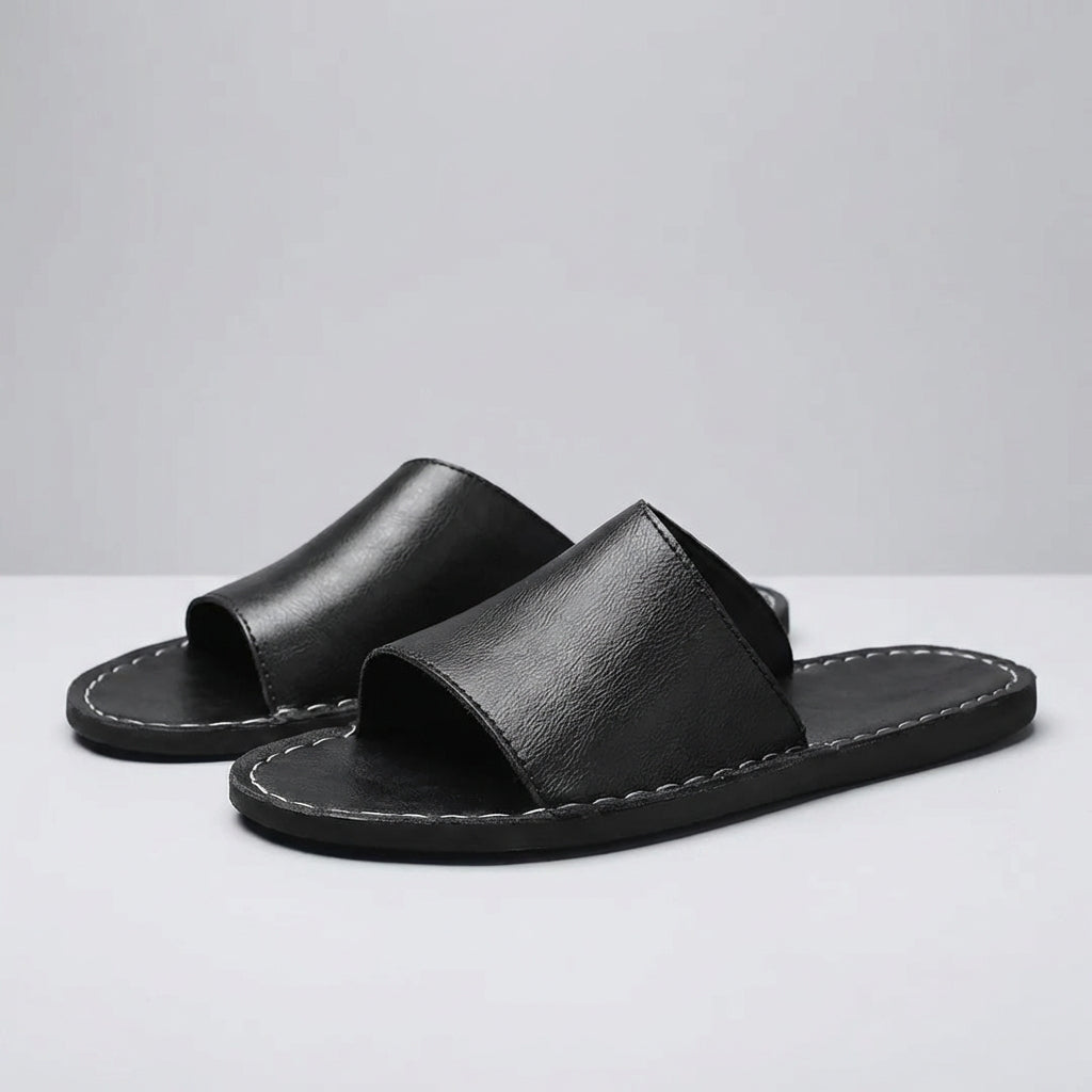 Aura | Women’s Slip-On Slide Sandals – Signature Stitching Detail & Textured Architectural Grip