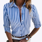 Thalia women's blouse | Classic Breton striped blouse with long sleeves and flattering fit Blue