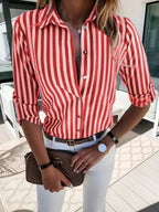 Thalia women's blouse | Classic Breton striped blouse with long sleeves and flattering fit Red