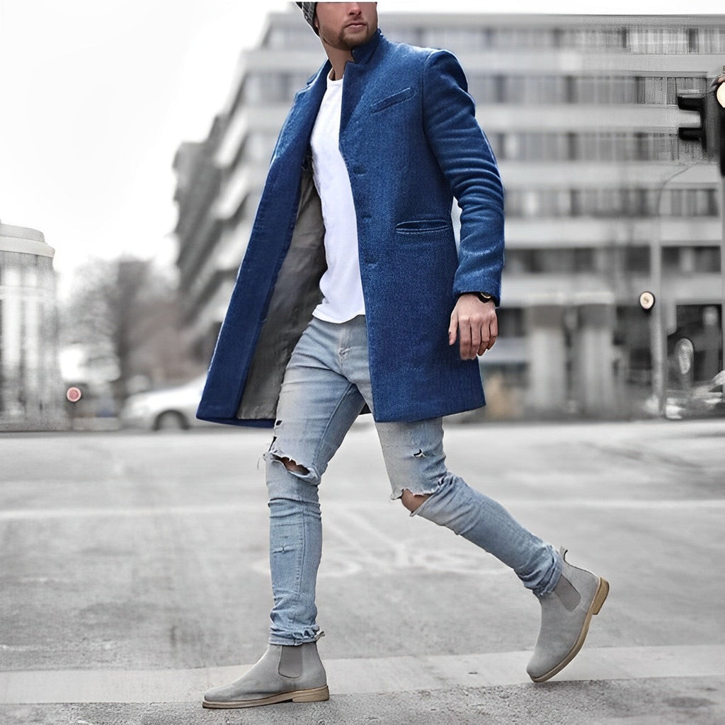 Calico | Men's Slim-Fit Mid-Length Overcoat Blue