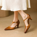 Triana | Genuine Leather Heels – Luxury Designer Block Heel & Slimming Strappy Silhouette