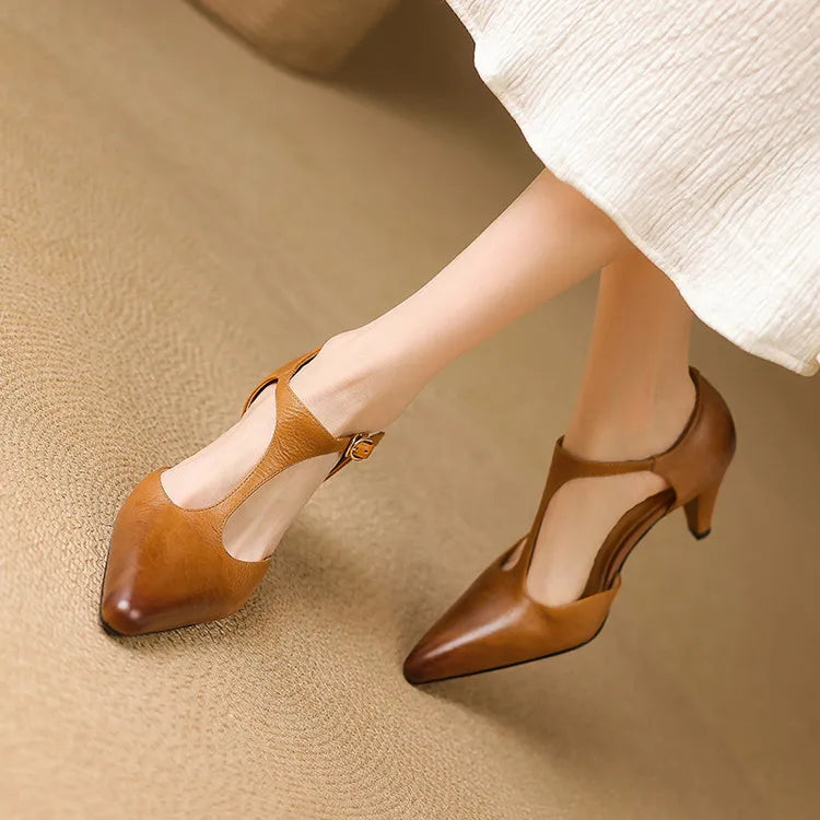 Triana | Women’s Genuine Leather Heels – Chic Artisan Stiletto & Refined Slimming Silhouette