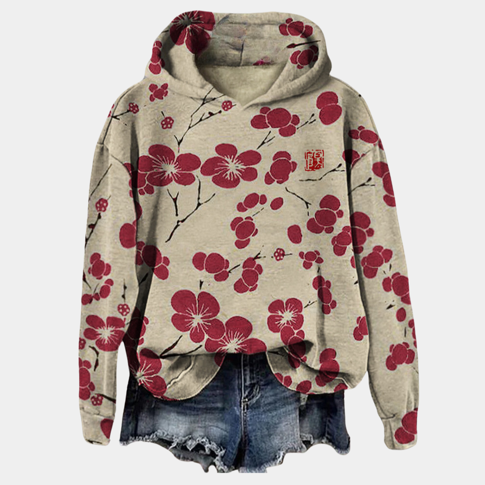 Damaris | Unisex Oversized Fleece Hoodie with Kangaroo Pocket - Casual Pullover Sweatshirt Red