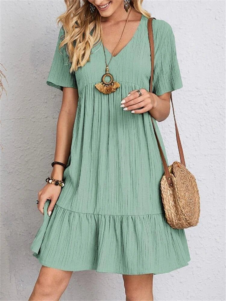 Passion | Tummy-Control Retro V-Neck Dress – Chic Artisan Grace & Refined Slimming Silhouette mint green
