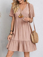 Passion | Tummy-Control Retro V-Neck Dress – Chic Artisan Grace & Refined Slimming Silhouette Rose gold