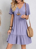 Passion | Tummy-Control Retro V-Neck Dress – Chic Artisan Grace & Refined Slimming Silhouette Purple