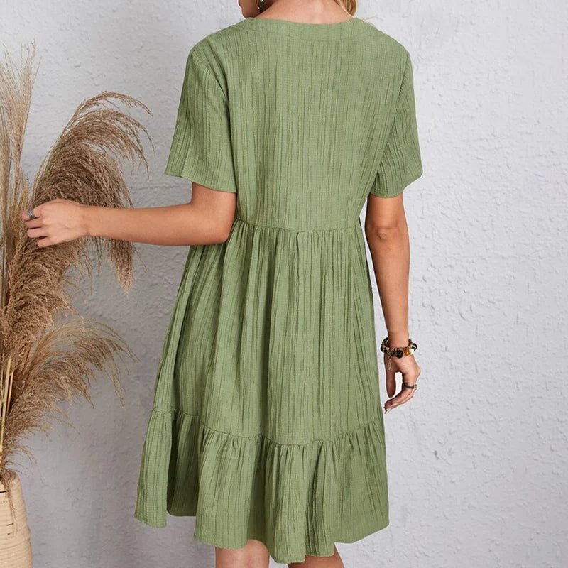 Passion | Tummy-Control Retro V-Neck Dress – Chic Artisan Grace & Refined Slimming Silhouette