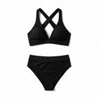 Women's High-Waisted V-Neck Summer Bikini | 2-Piece Set black