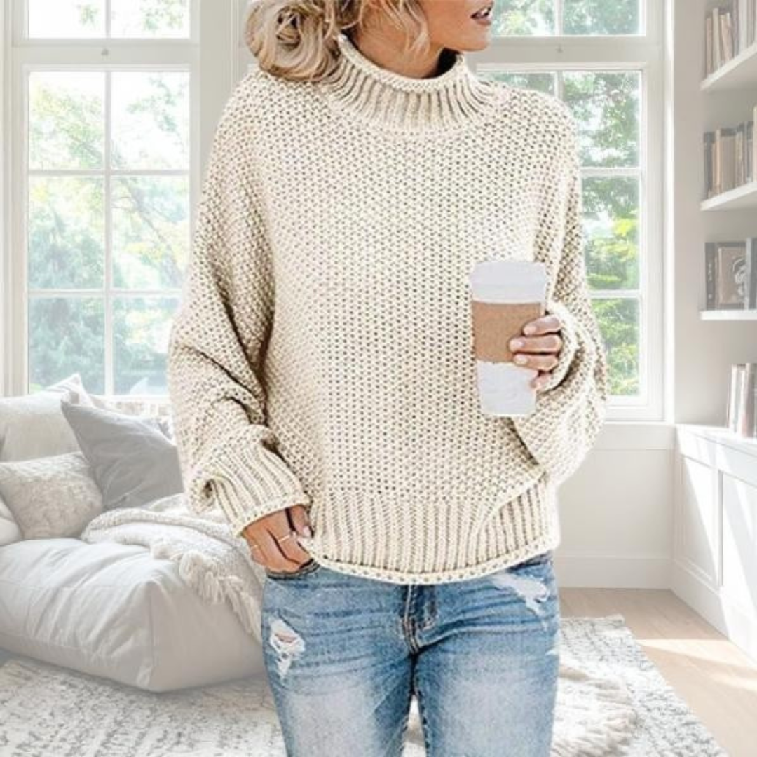 Parsha | Women's Sweater | Textured Knit Surface Long Sleeve White