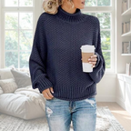 Parsha | Women's Sweater | Textured Knit Surface Long Sleeve Dark Blue
