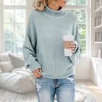 Parsha | Women's Sweater | Textured Knit Surface Long Sleeve Light Blue