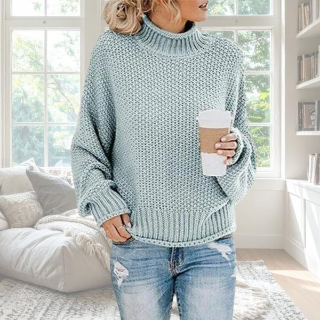 Parsha | Women's Sweater | Textured Knit Surface Long Sleeve Light Blue