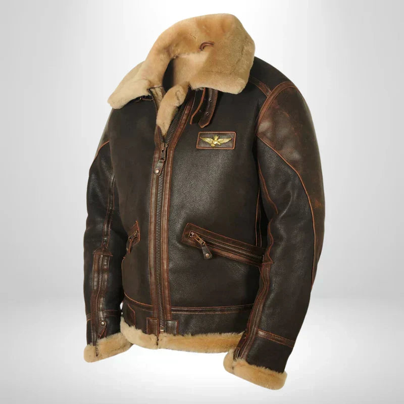 Ranches | Exclusive Aviator Jacket with Fur Collar Brown