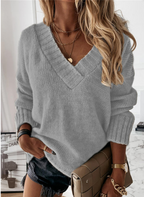 Ēden | Ava | Casual Comfy Top with Elegant V-Neck Gray