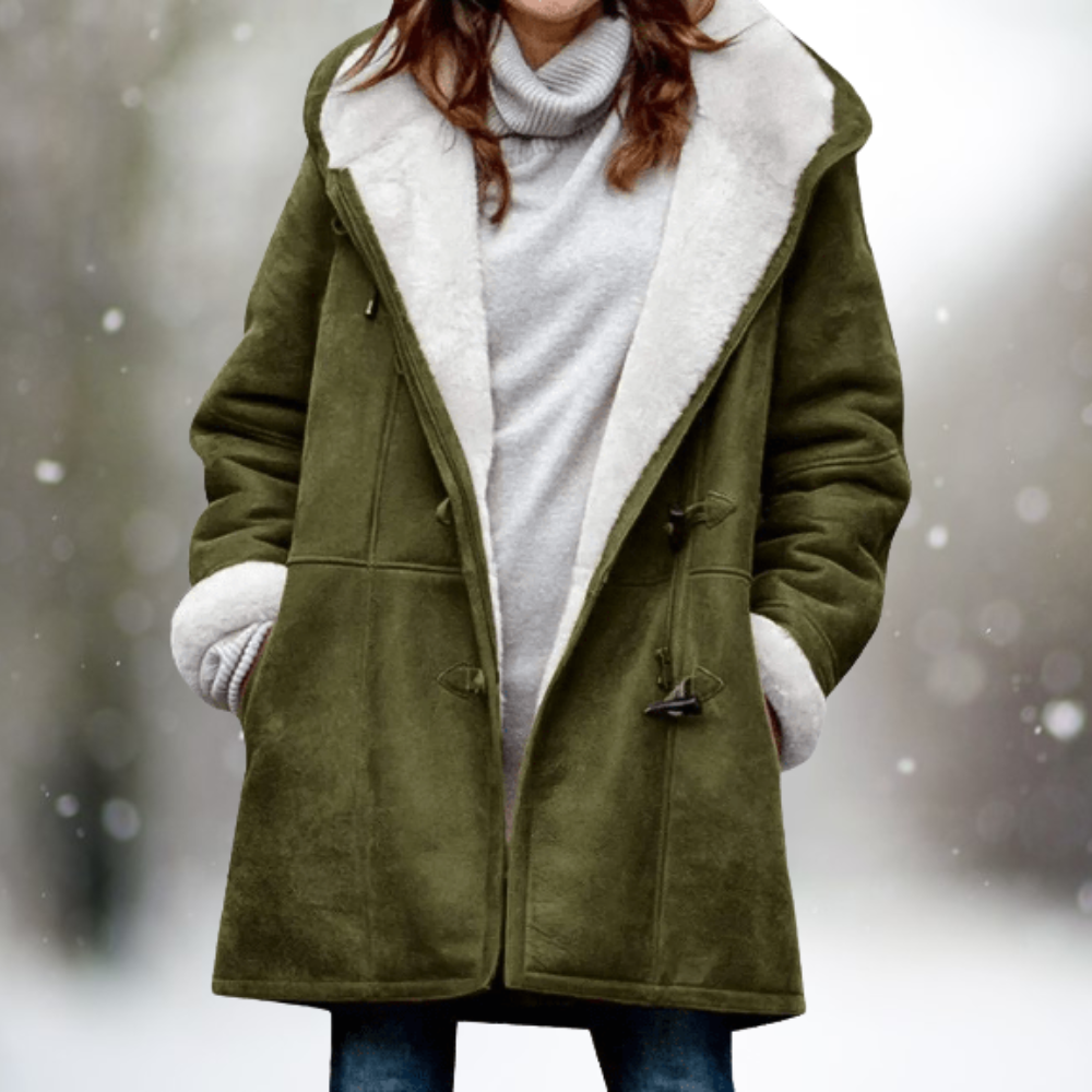 Luna | Women’s Winter Coat | Contrasting Inner Lining Green