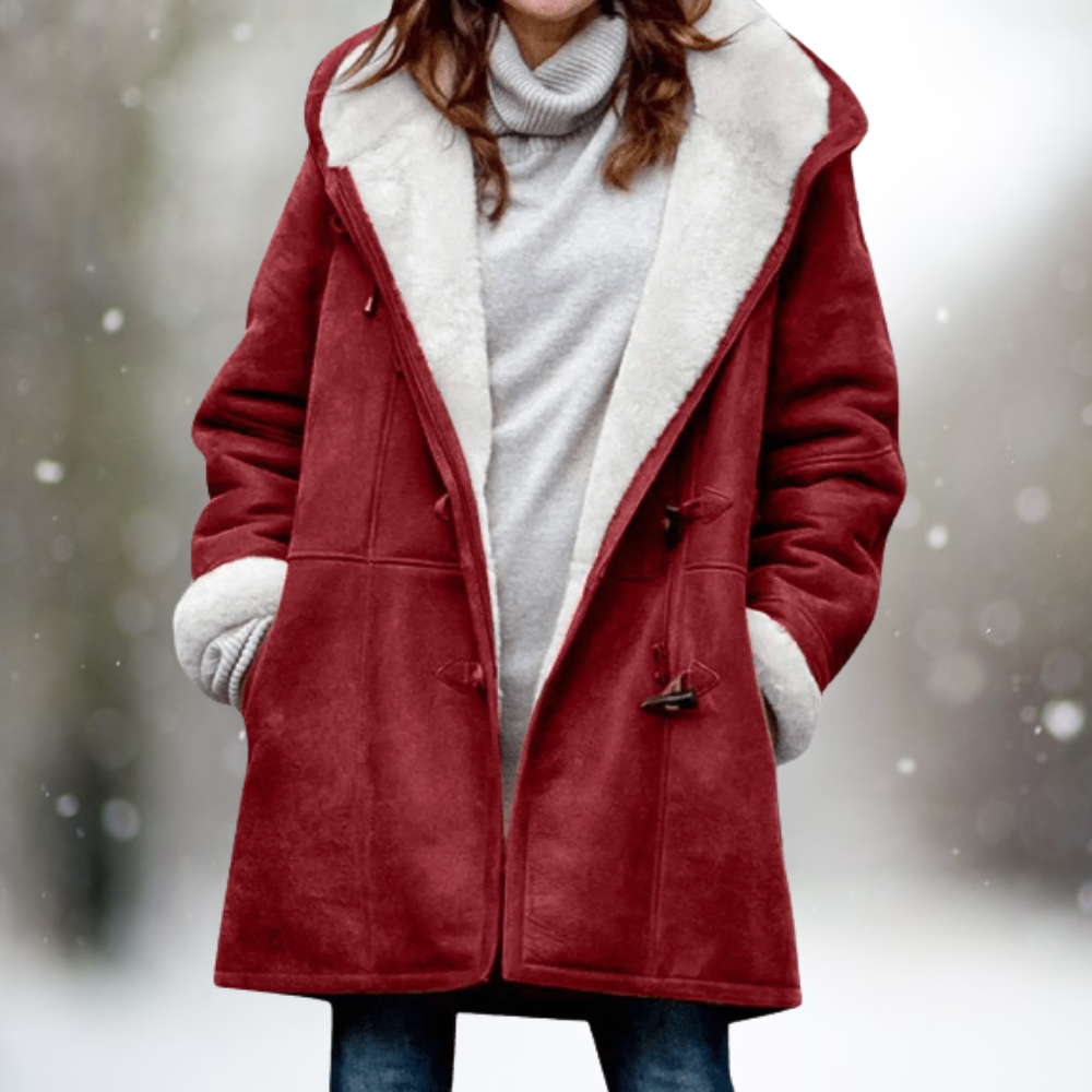 Luna | Women’s Winter Coat | Contrasting Inner Lining Red