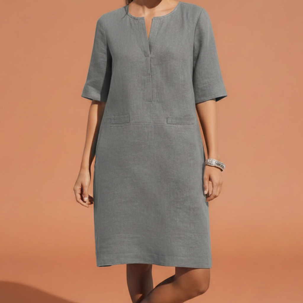 Damaris | Urban Riviera Shift Dress - Breathable & Stylish Grey