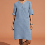 Damaris | Urban Riviera Shift Dress - Breathable & Stylish Blue