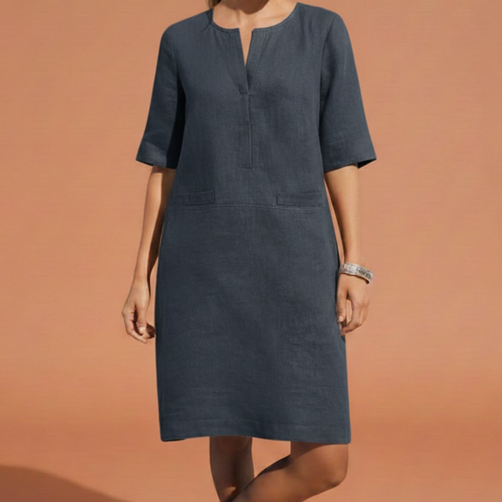 Damaris | Urban Riviera Shift Dress - Breathable & Stylish Navy Blue