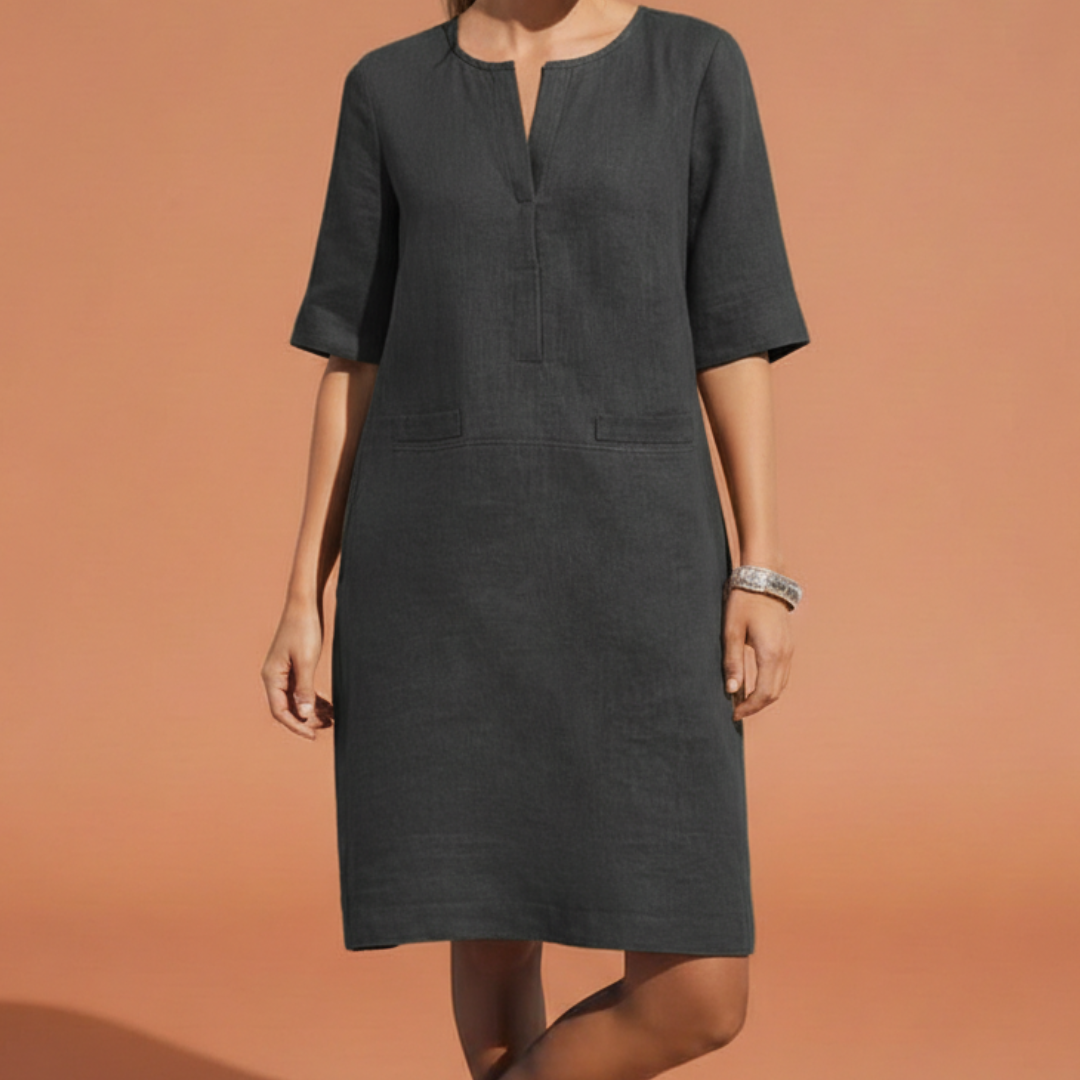 Damaris | Urban Riviera Shift Dress - Breathable & Stylish Dark Gray