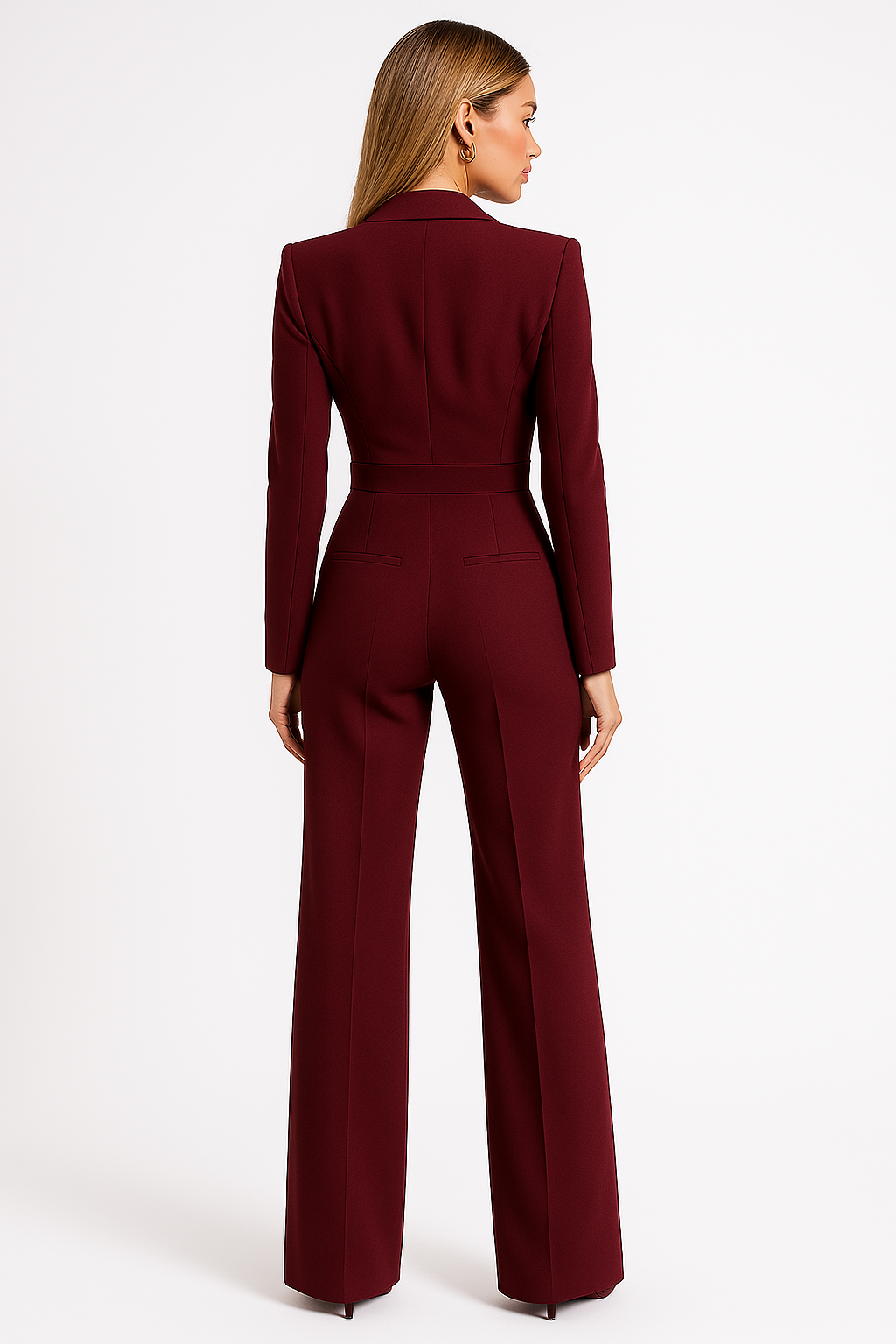 Aura | V-Neck Wide-Leg Jumpsuit – Chic Artisan Grace & Refined Slimming Silhouette