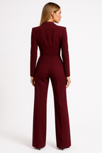 Aura | V-Neck Wide-Leg Jumpsuit – Chic Artisan Grace & Refined Slimming Silhouette