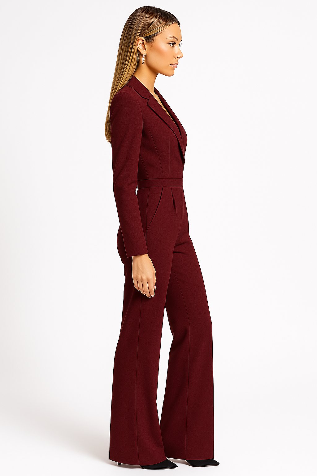 Aura | V-Neck Wide-Leg Jumpsuit – Chic Artisan Grace & Refined Slimming Silhouette