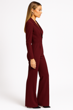 Aura | V-Neck Wide-Leg Jumpsuit – Chic Artisan Grace & Refined Slimming Silhouette
