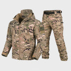 Figueral | Waterproof Softshell Jacket & Pants Set - Camo - 17 Pockets Tan Multicam