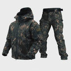 Figueral | Waterproof Softshell Jacket & Pants Set - Camo - 17 Pockets Black Multicam