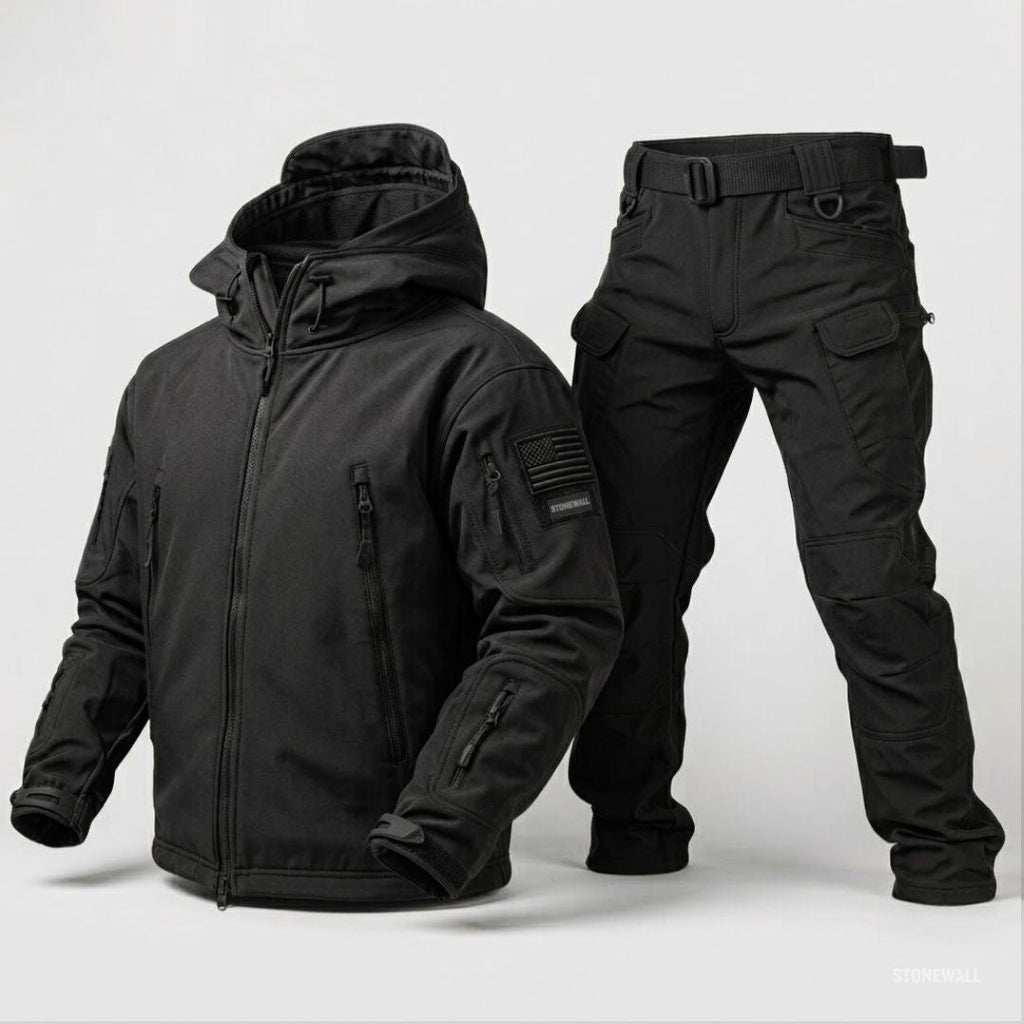 Hermosa | Waterproof Softshell Jacket & Pants Set - Fleece lined - 17 Pockets Black