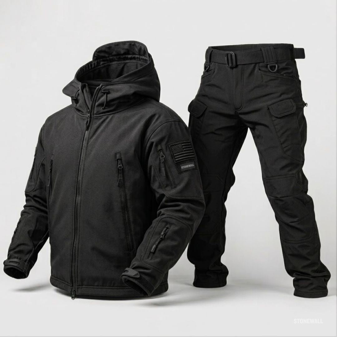 Hermosa | Waterproof Softshell Jacket & Pants Set - Fleece lined - 17 Pockets Black