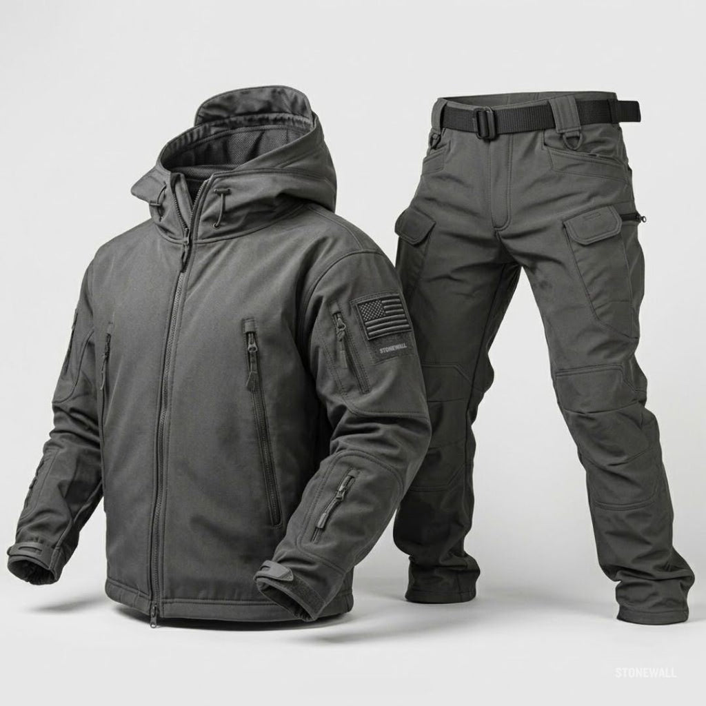 Hermosa | Waterproof Softshell Jacket & Pants Set - Fleece lined - 17 Pockets Gray