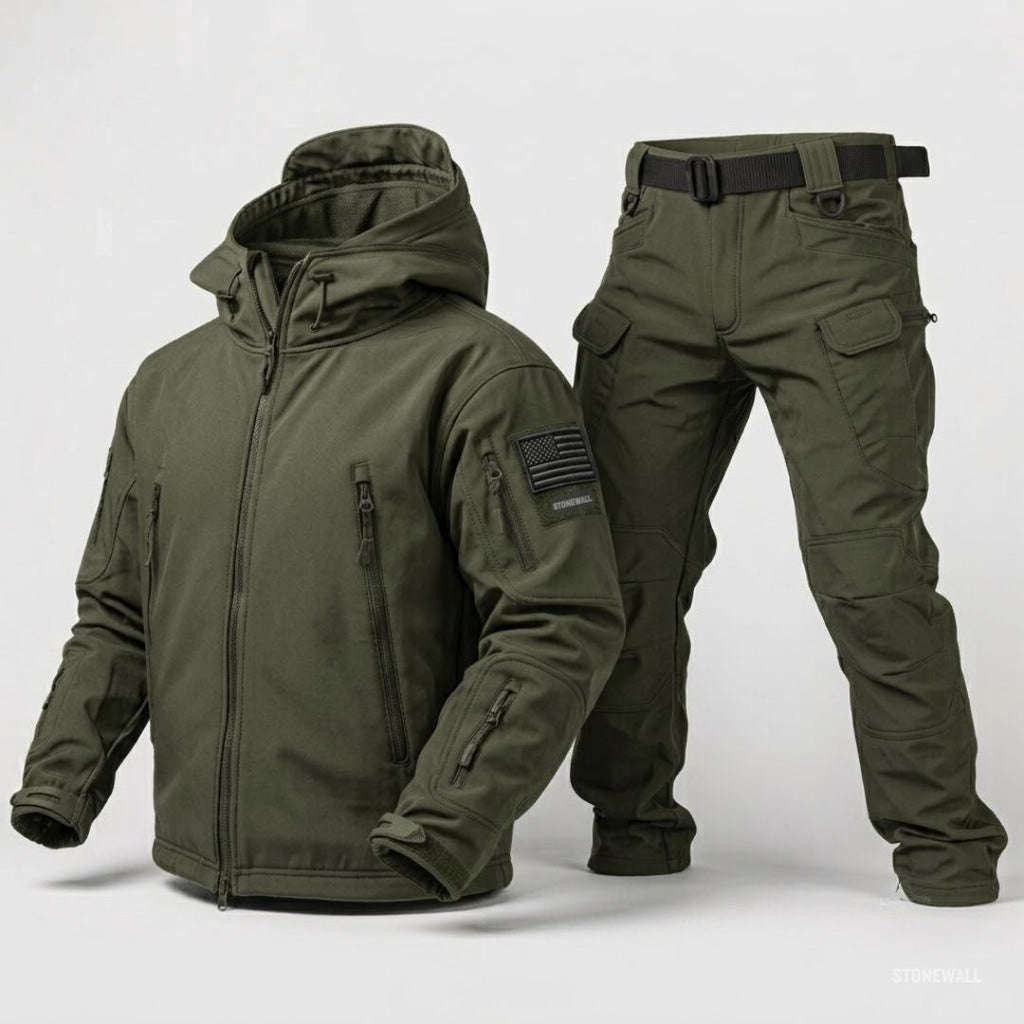 Hermosa | Waterproof Softshell Jacket & Pants Set - Fleece lined - 17 Pockets Green