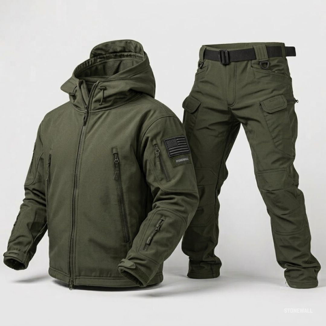 Hermosa | Waterproof Softshell Jacket & Pants Set - Fleece lined - 17 Pockets Green