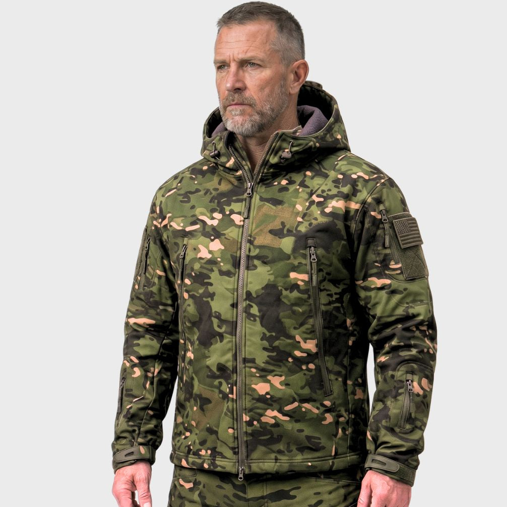 Wilshire | Waterproof Softshell Jacket - Camo - Fleece Lined Forest Green Multicam